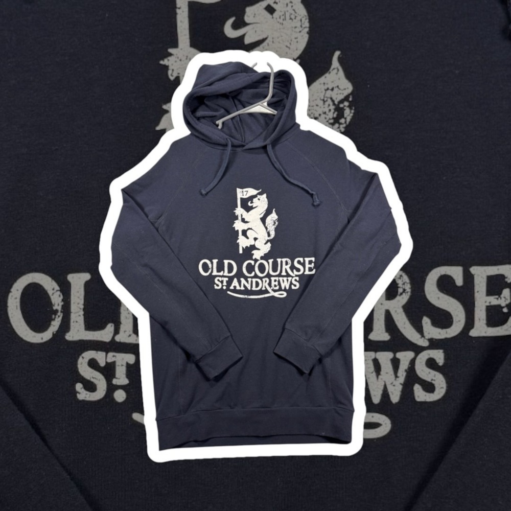 St Andrews Old Course Ahead Hoodie Navy Blue Golf Sweatshirt Small